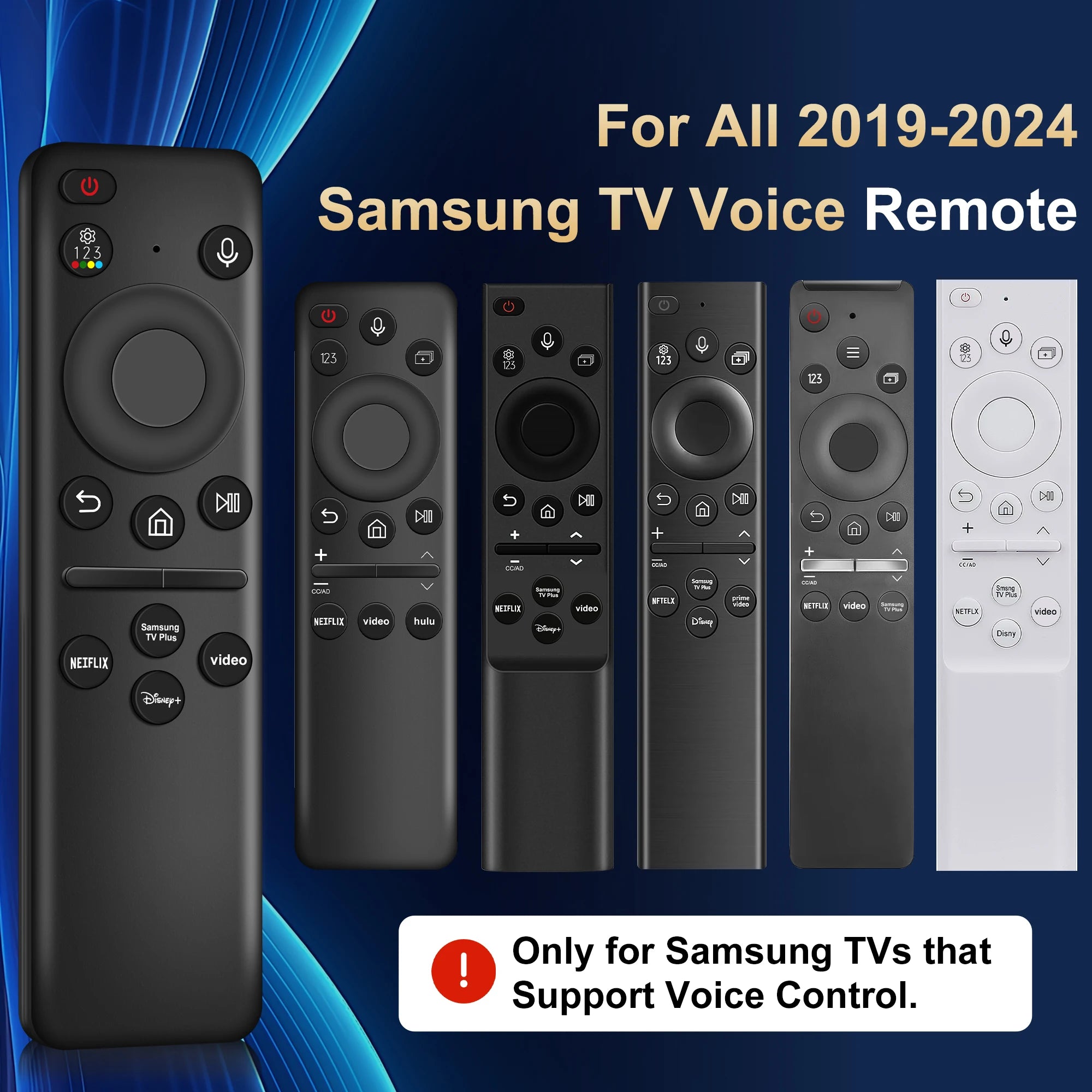 Solar Voice Remote Control for Samsung Smart TVs 2019-2024 Neo QLED OLED Smart TV Charging Replacement Voice Remote