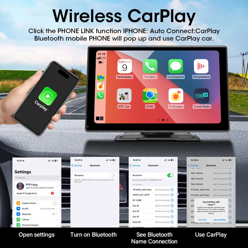 7/10 inch Carplay Car Smart Screen Multimedia Video player Wireless Carplay Android Auto Car Radio for Apple Android Stereo