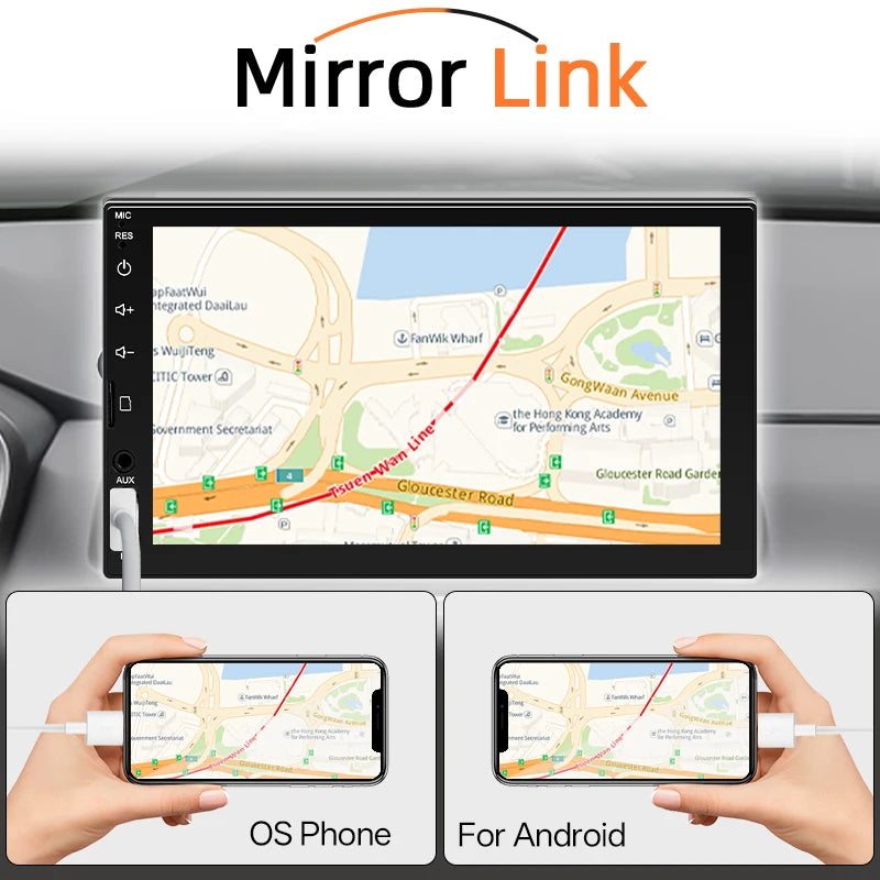 7“ Car Radio 1 Din Carplay Android Auto Multimedia Player HD Touch Screen FM AUX Input Bluetooth MirrorLink Universal Autoradio