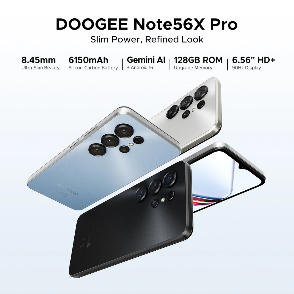 DOOGEE Note56X Pro Android 16 Smart Phone 6.56" 6150mAh Battery 32GB RAM(4+28) 128GB ROM Support Google Pay Widevine L1 Phone