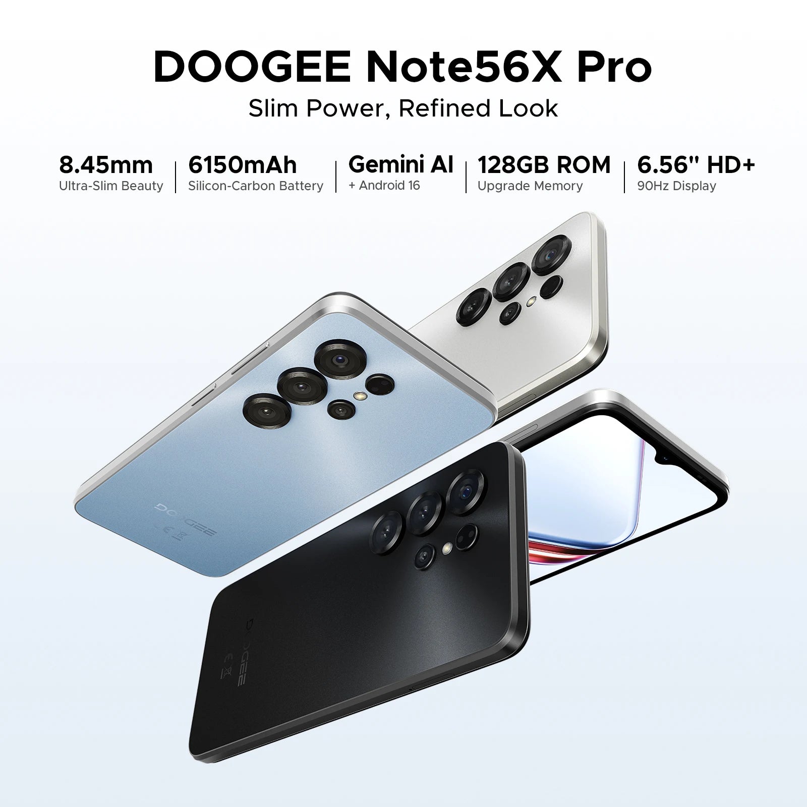 DOOGEE Note56X Pro Android 16 Smart Phone 6.56" 6150mAh Battery 32GB RAM(4+28) 128GB ROM Support Google Pay Widevine L1 Phone