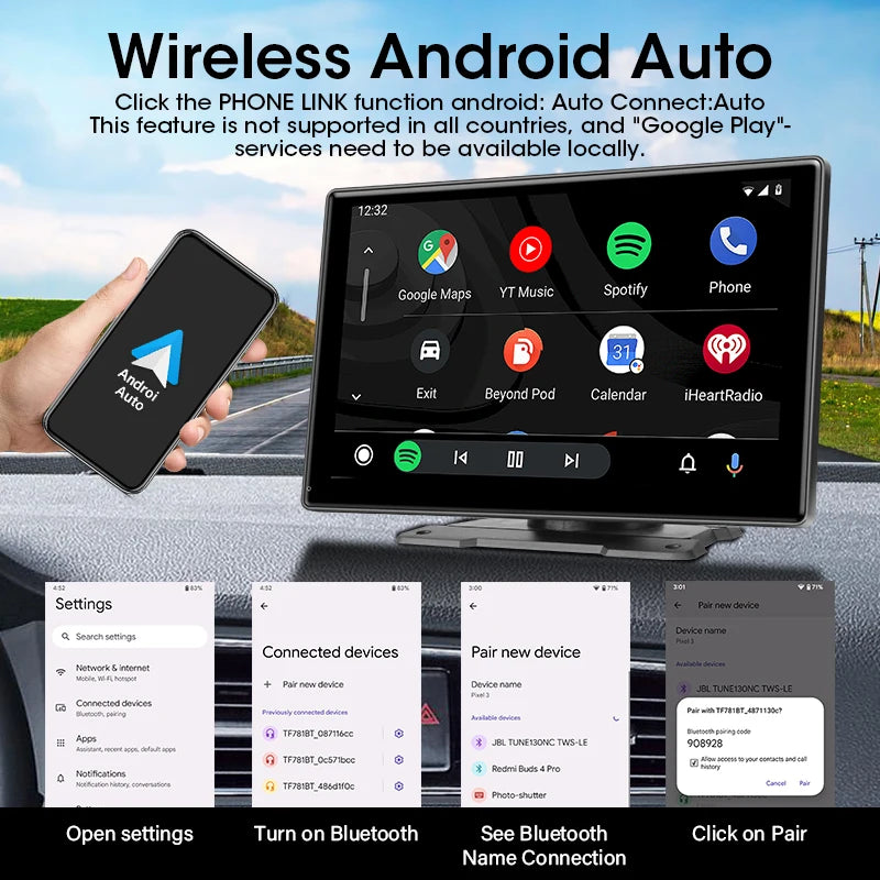 7/10 inch Carplay Car Smart Screen Multimedia Video player Wireless Carplay Android Auto Car Radio for Apple Android Stereo
