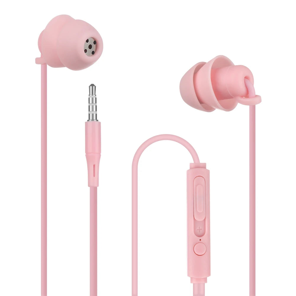 3.5mm Silica Gel Noise Reduction Sleep Headphones Earphones Noise Reduction In-Ear Headset