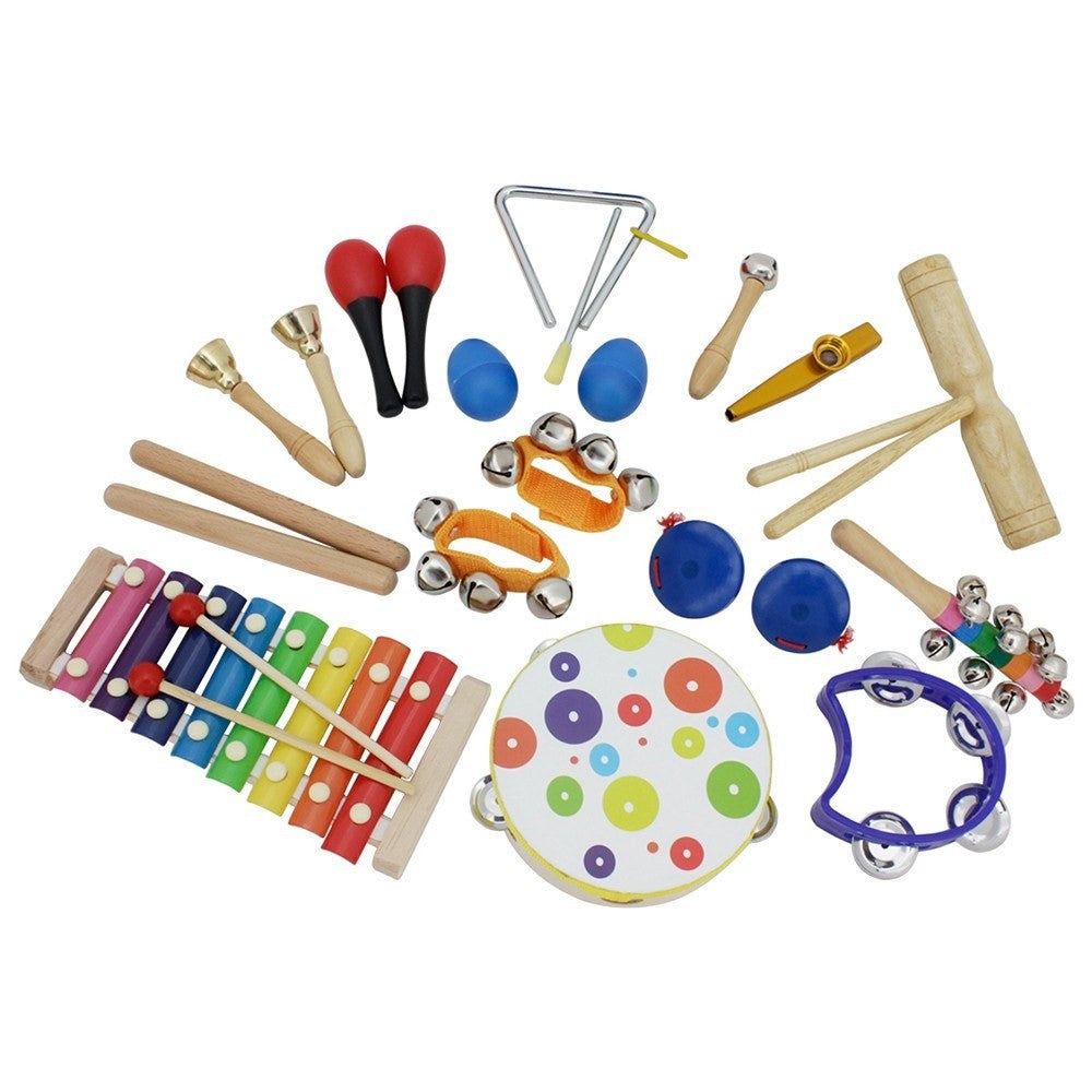 19Pcs / Set Tambourine Xylophone Barbell Musical Instrument Toy Kit Children Gift Educational Toys