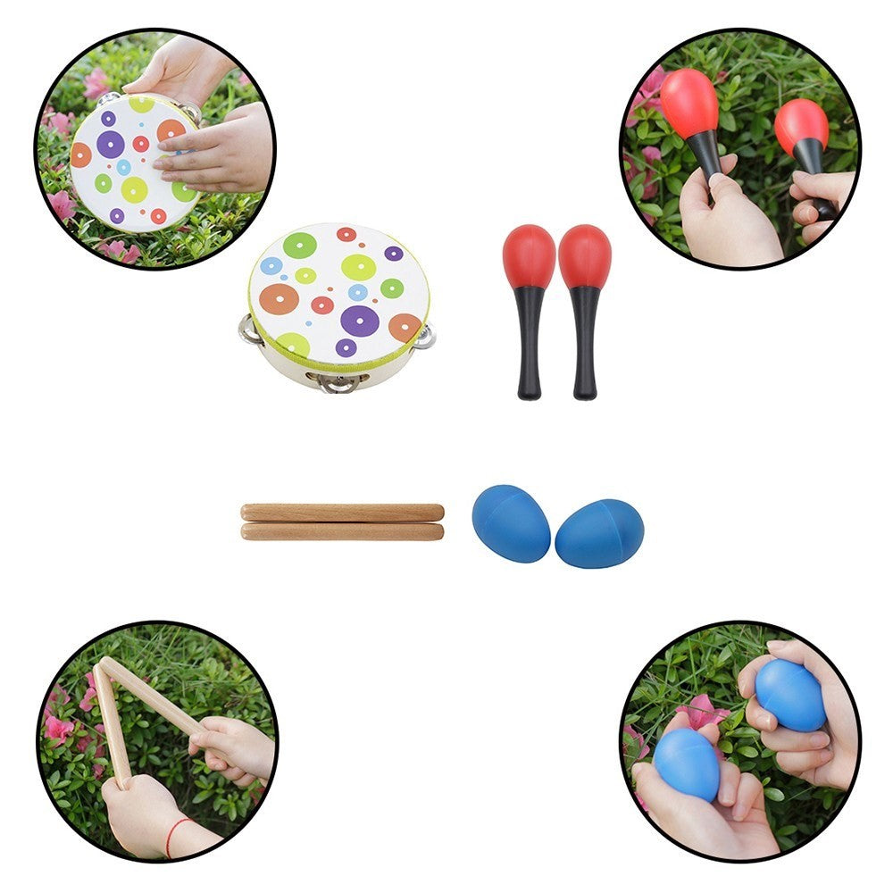 19Pcs / Set Tambourine Xylophone Barbell Musical Instrument Toy Kit Children Gift Educational Toys