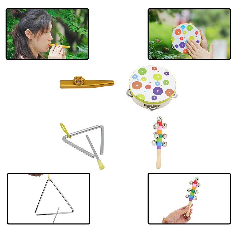 19Pcs / Set Tambourine Xylophone Barbell Musical Instrument Toy Kit Children Gift Educational Toys