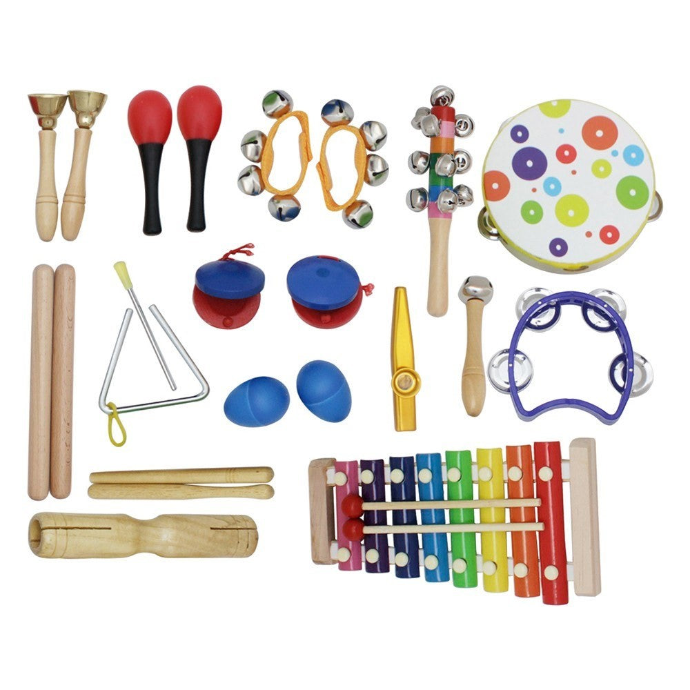 19Pcs / Set Tambourine Xylophone Barbell Musical Instrument Toy Kit Children Gift Educational Toys