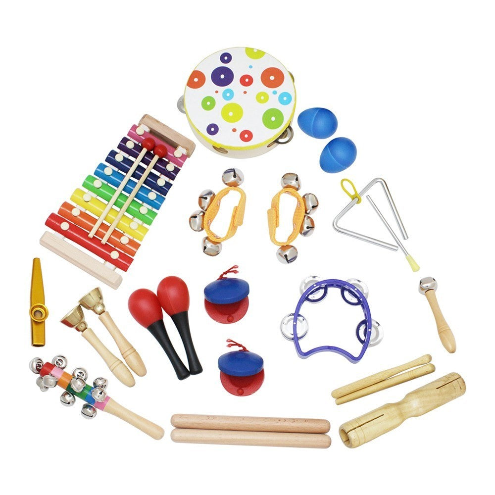 19Pcs / Set Tambourine Xylophone Barbell Musical Instrument Toy Kit Children Gift Educational Toys