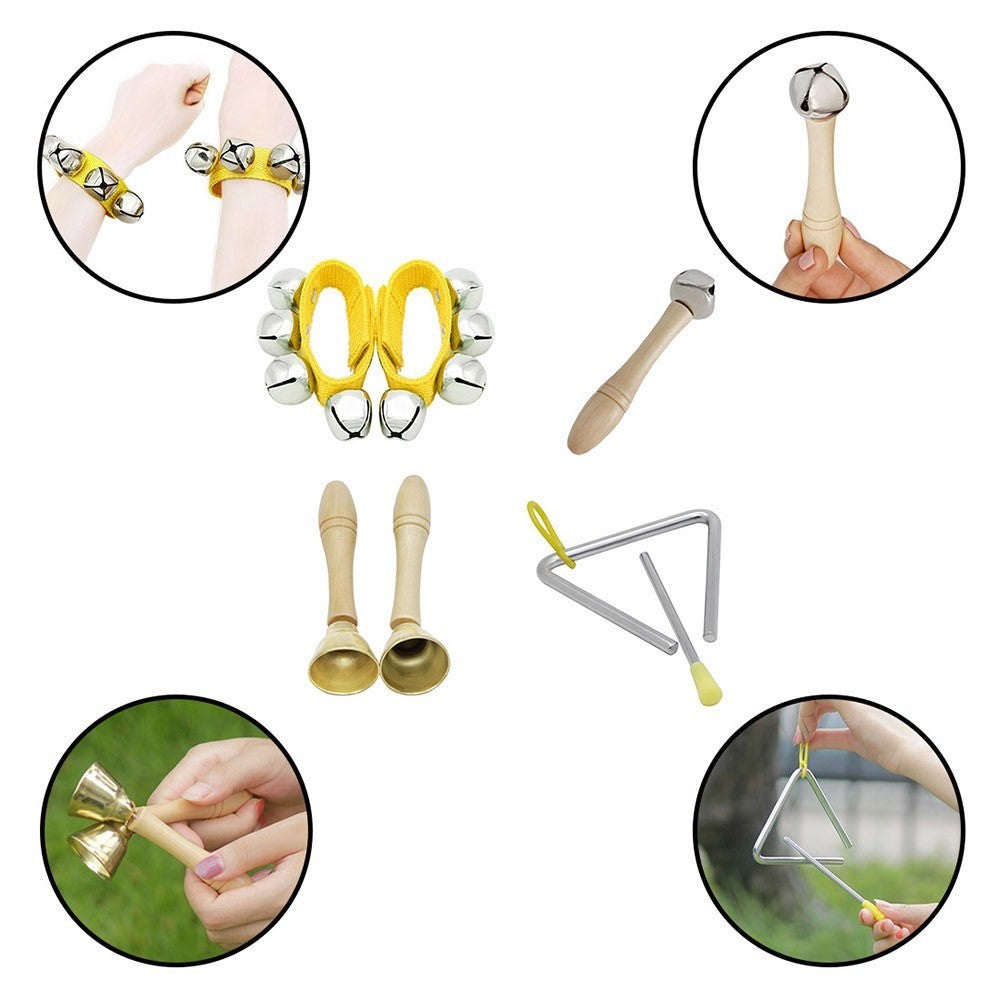19Pcs / Set Tambourine Xylophone Barbell Musical Instrument Toy Kit Children Gift Educational Toys