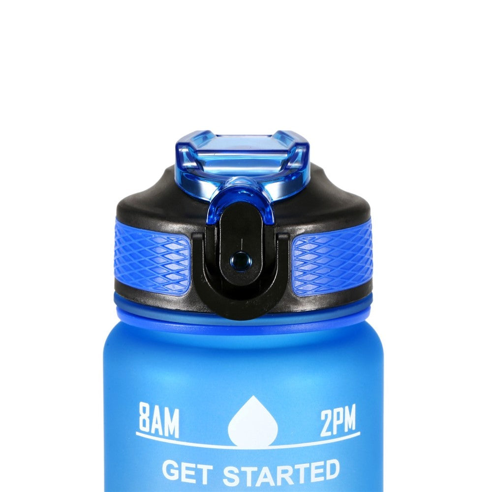 1L Sports Water Bottle with Time Marker Water Jug Leak proof Drinking Kettle for Office School Camping (without FDA Certificate, BPA Free)