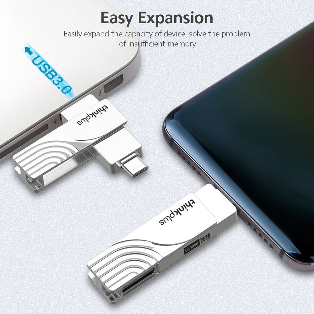 LENOVO THINKPLUS USB C Flash Drive 128GB USB3.0 U Disk TPCU301 Dual-port Memory Stick for Tablet PC Laptop Computer