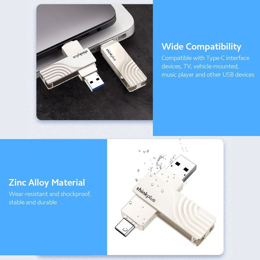 LENOVO THINKPLUS USB C Flash Drive 128GB USB3.0 U Disk TPCU301 Dual-port Memory Stick for Tablet PC Laptop Computer