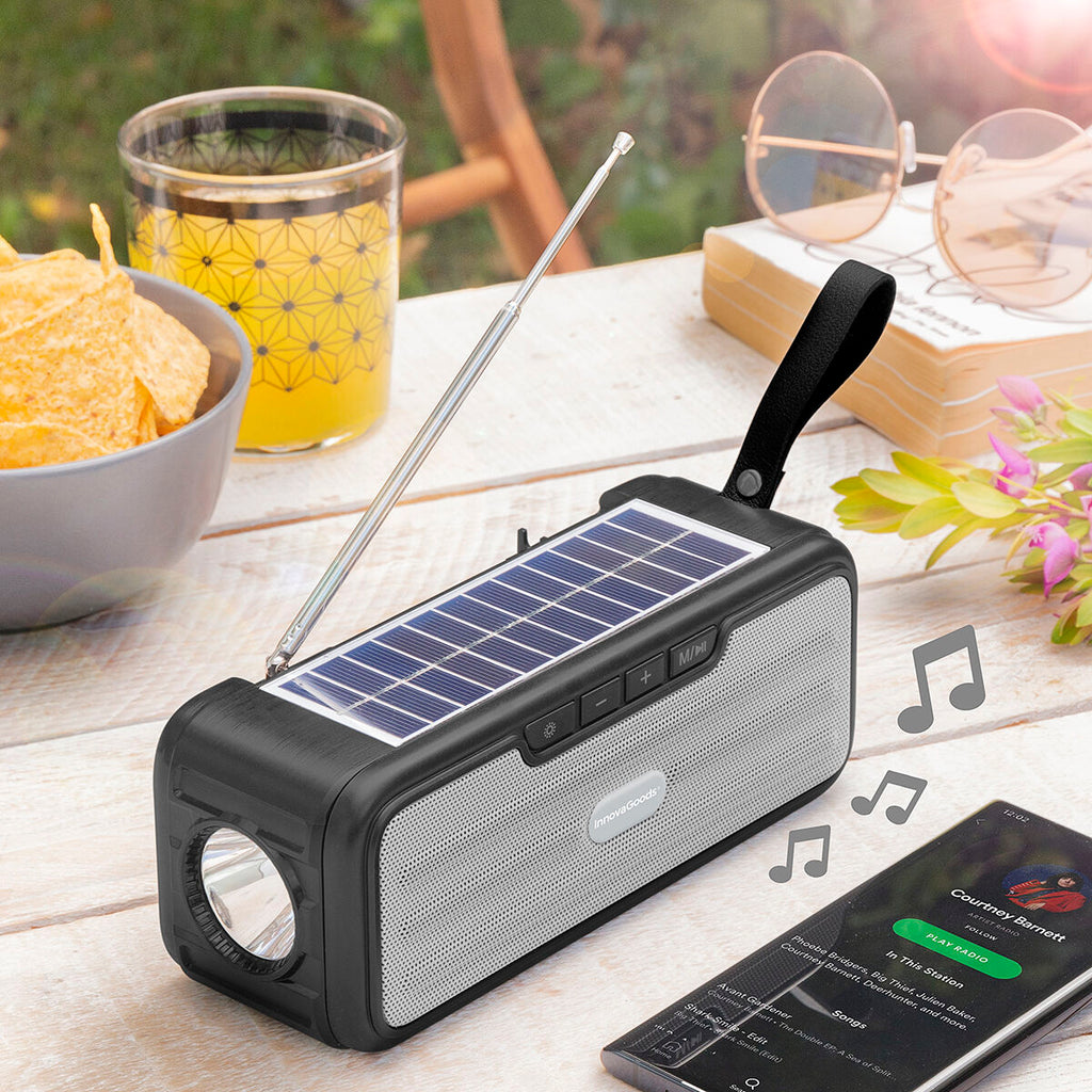 Trådlös högtalare med solcellsladdning och LED ficklampa Sunker InnovaGoods