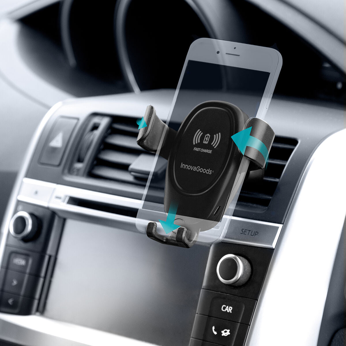 Mobiltelefonhållare med trådlös laddare för bilar Wolder InnovaGoods
