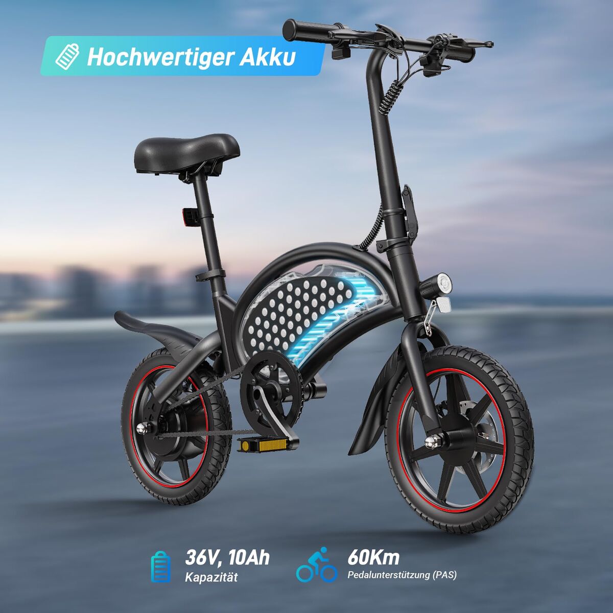 Elcykel DYU DYU-D3S-001 Svart 250 W 10 Ah 14"